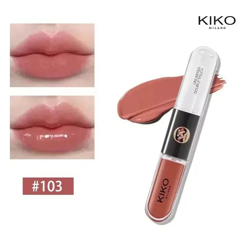 KIKO Milano – Rouge à Lèvres Double Tête & Gloss Miroir Transparent, Longue Tenue