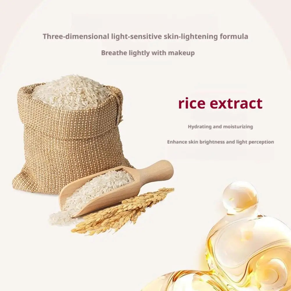 Crème Primer Extrait de Riz SPF50+ 50g – Hydratante, Éclat & Couvrance Légère Style Coréen