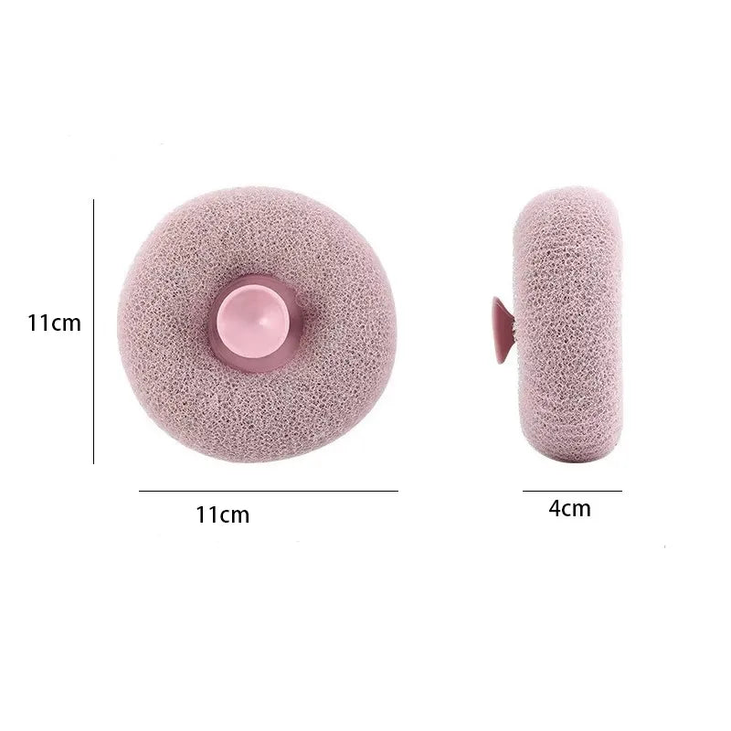 Éponge de bain circulaire pour massage – 4 pièces, filet moussant avec ventouse