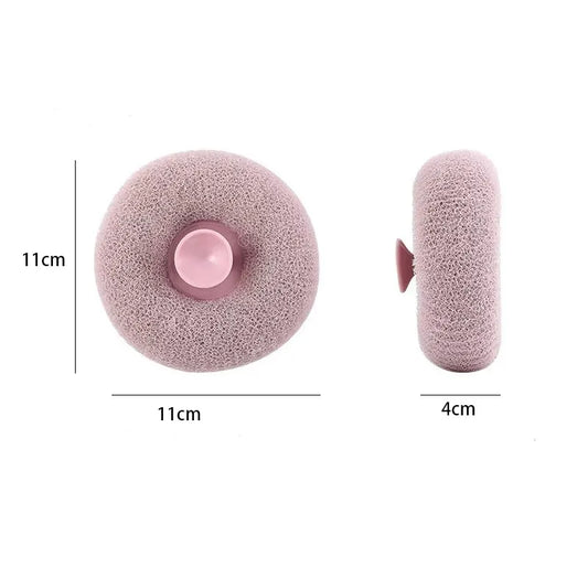 Éponge de bain circulaire pour massage – 4 pièces, filet moussant avec ventouse