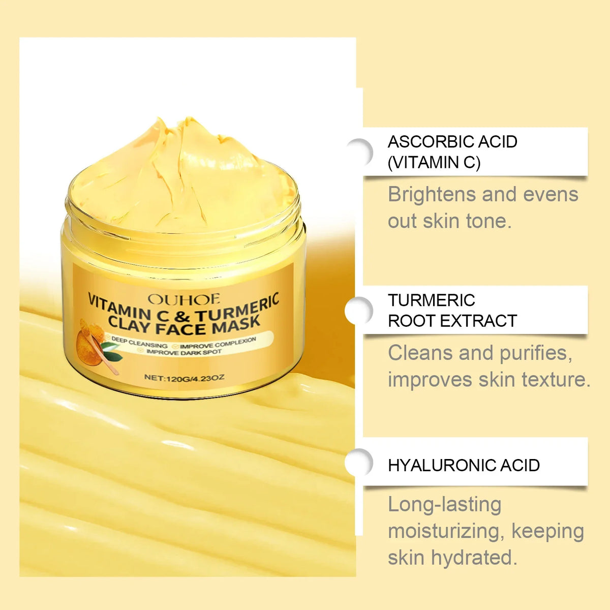 Masque Visage Vitamin C & Curcuma — Argile Purifiant & Éclat