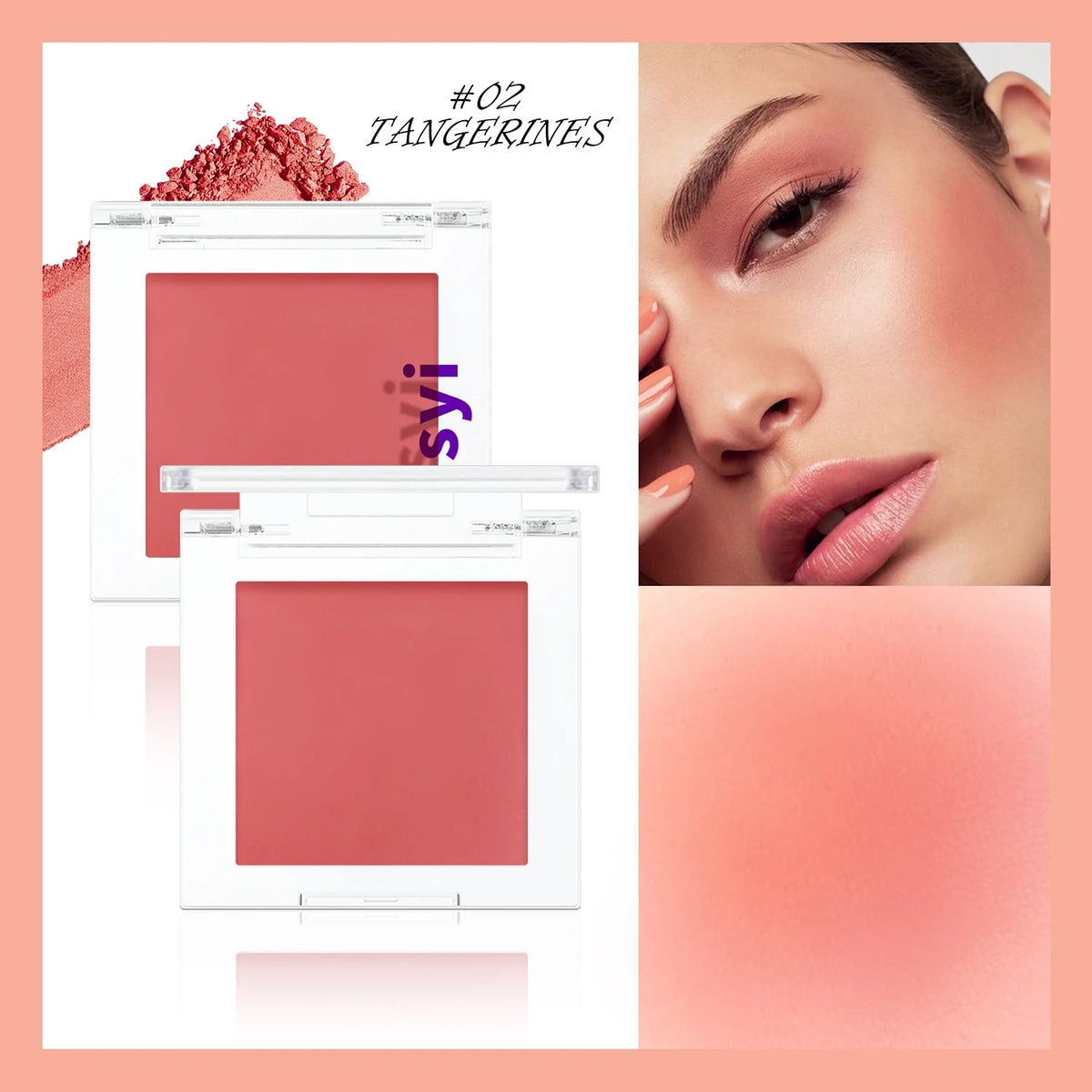 Blush Poudre Monochrome HISYI | Illuminant, Matte & Naturel | Certifié CPNP