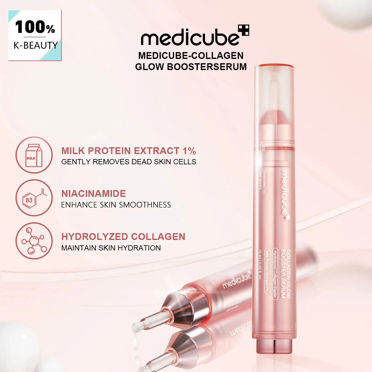 Medicube Collagen Glow Booster Serum 15ml – Smooth Texture, Fast Absorption, Intense Hydration – Korean Skincare