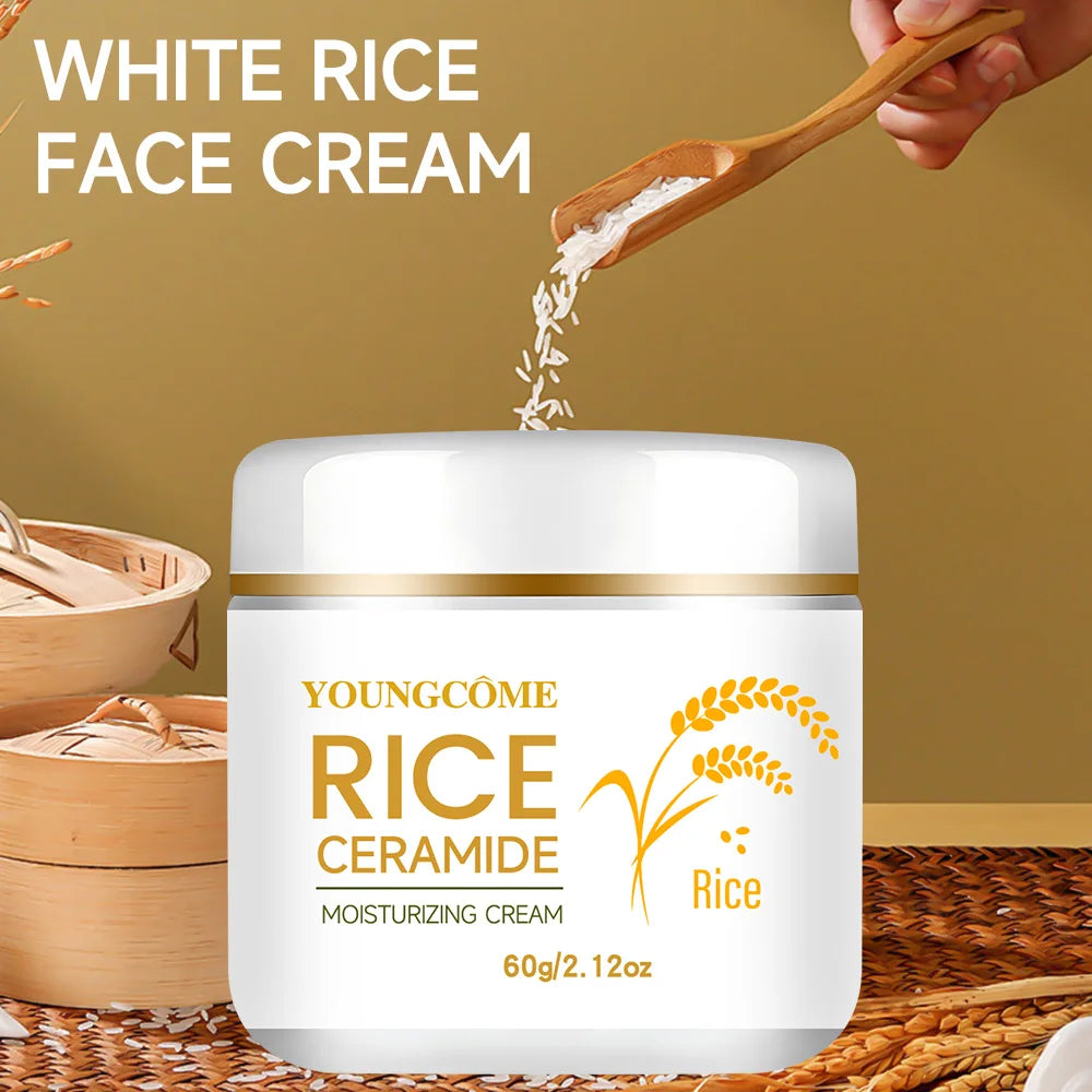 Crème Hydratante au Riz & Céramides 60g – Éclat & Barrière Cutanée Style Coréen