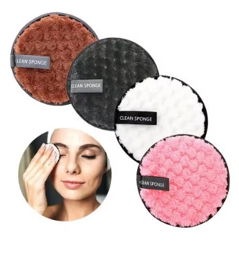 Tampons Démaquillants Microfibre Réutilisables – Lot de 4 | Doux, Lavables & Éco-Responsables