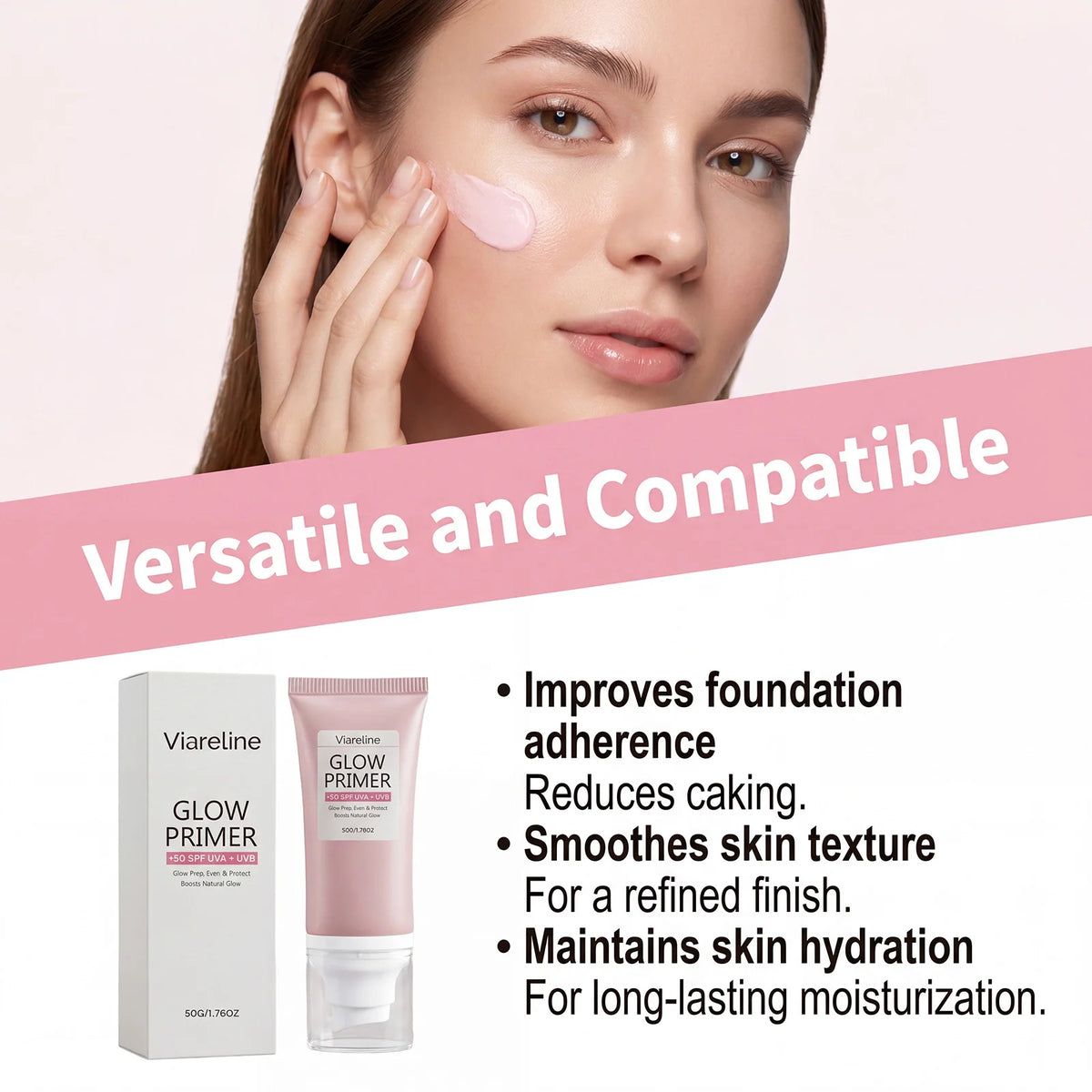 Glow Hydrating Primer 2-In-1 Sunscreen Primer Blur Pores Even Skin Tone Dry Skin Makeup Base Lasting Flawless Pre Makeup Cream