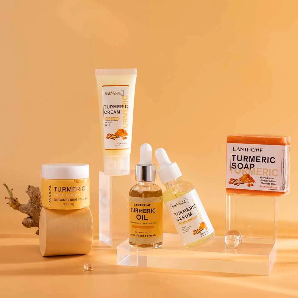 Coffret Soin Visage au Curcuma 5 Pièces – Anti-Acné, Anti-Taches & Hydratation