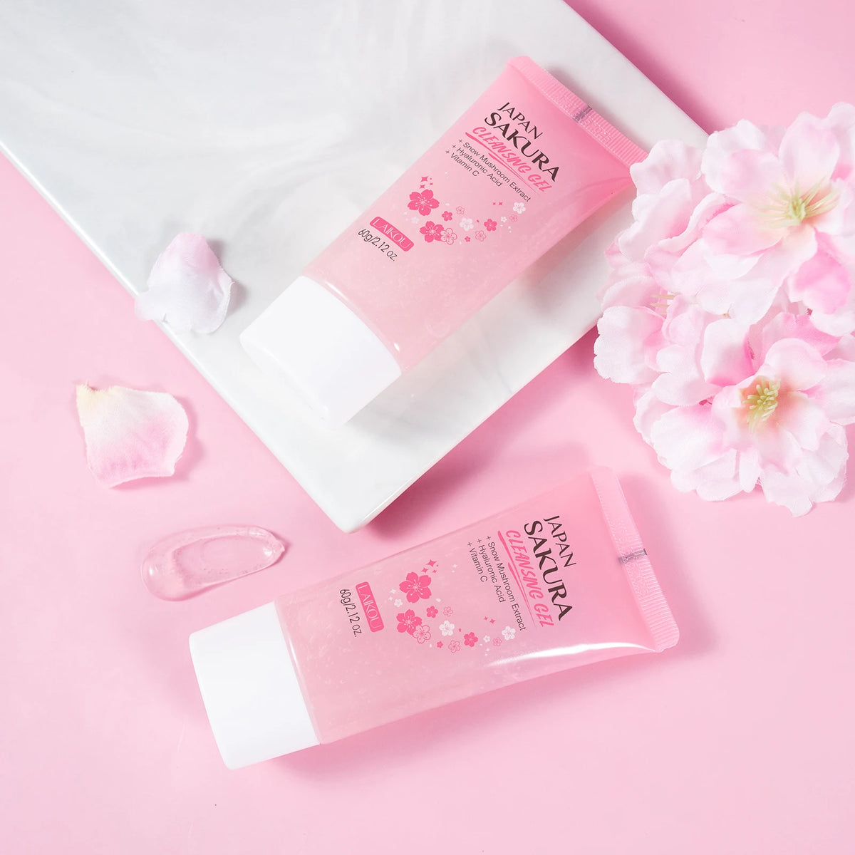 Gel Nettoyant Sakura LAIKOU Japan 60g – Nettoyage en Profondeur, Hydratant & Lissant