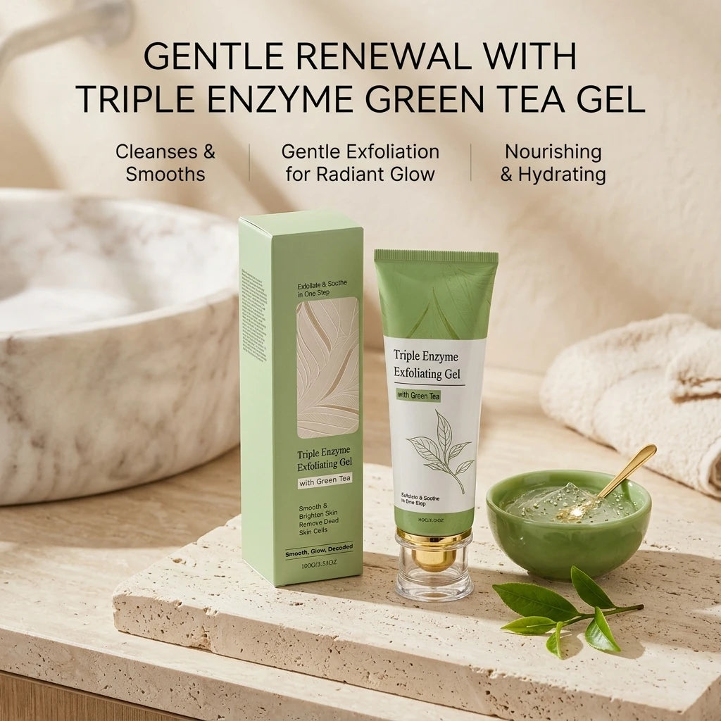 Gel Exfoliant au Thé Vert AMZ 100g – Anti-Cellules Mortes, Pores Purifiés & Éclat | CPNP