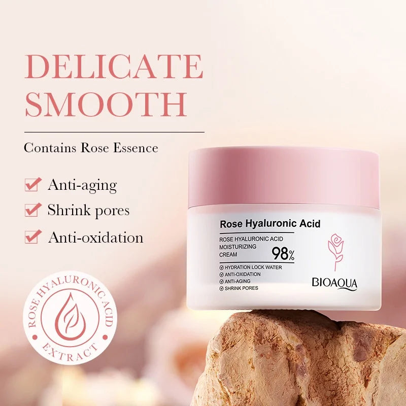 Rose Facial Care Set – Hyaluronic Essence, Eye Cream & Moisturizing Cream