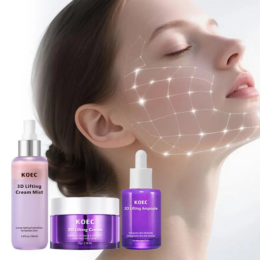 Coffret Soin Liftant 3D Visage & Cou – Crème, Sérum Ampoule & Brume | KOEC