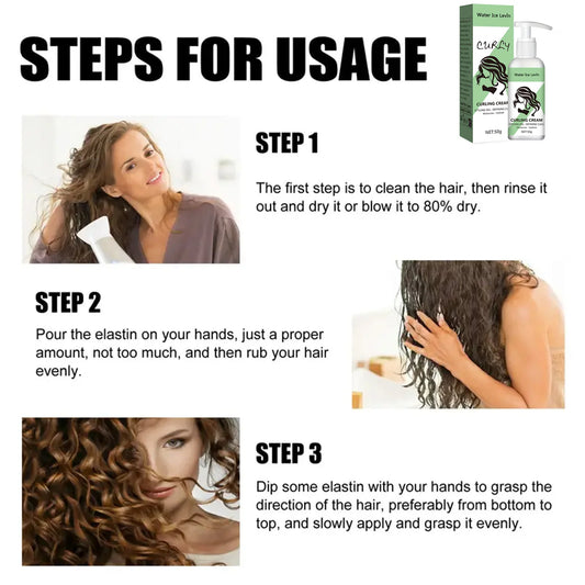 Curly Styling Gel Curling Cream - Define, Moisturize & Hydrate Curls for Bouncy, Shiny Hairstyles with Keratin & Biotin