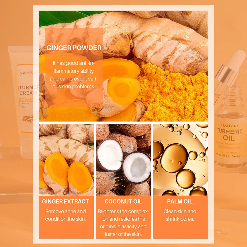 Coffret Soin Visage au Curcuma 5 Pièces – Anti-Acné, Anti-Taches & Hydratation