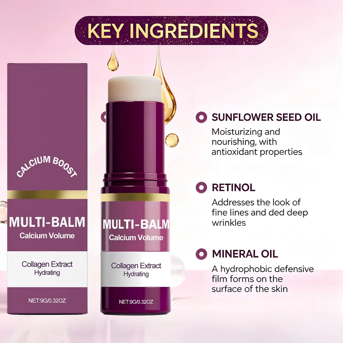 Calcium Anti-Aging Skincare Set – Serum, Cream, Eye Patches & Collagen Balm