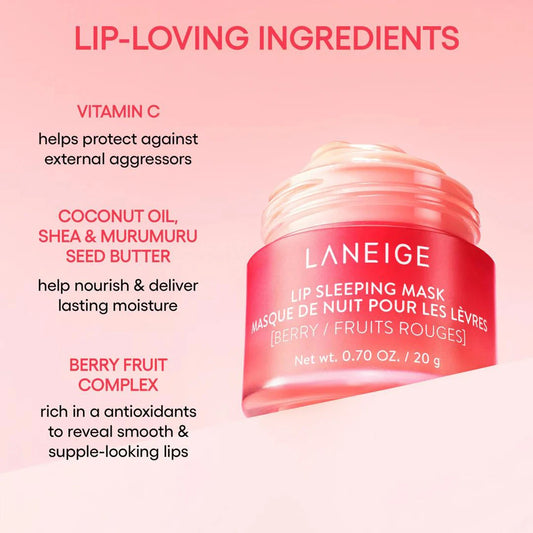 Laneige Masque de Nuit pour les Lèvres 20g – Hydratation Longue Durée, Texture Gel-Crème, Soin Coreen