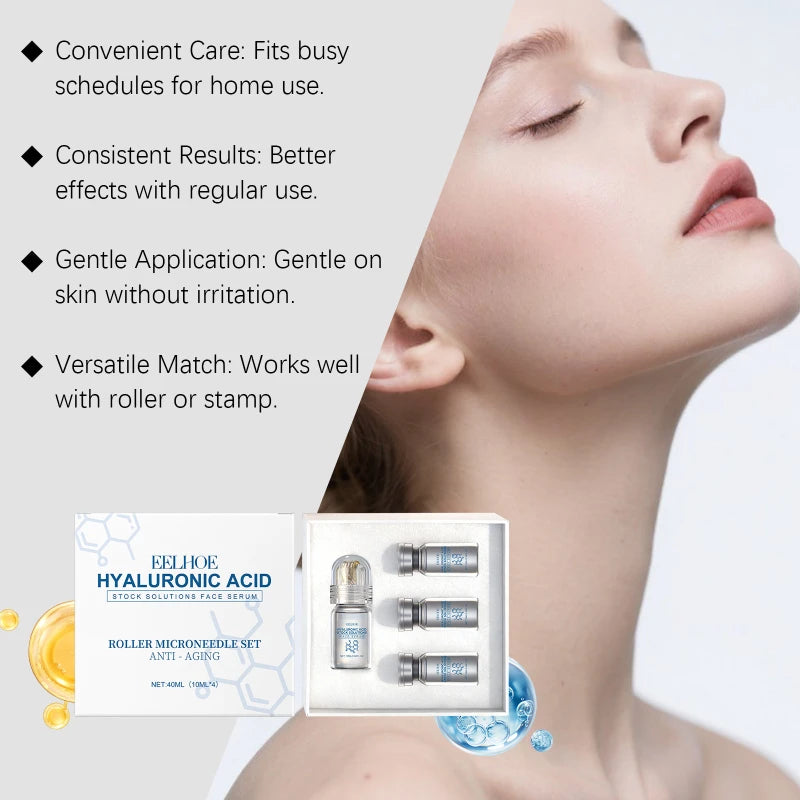Essence Hydratante à l’Acide Hyaluronique avec Rouleau Microneedle – Soin Coréen Absorbé Rapidement