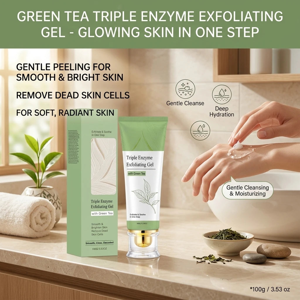 Gel Exfoliant au Thé Vert AMZ 100g – Anti-Cellules Mortes, Pores Purifiés & Éclat | CPNP