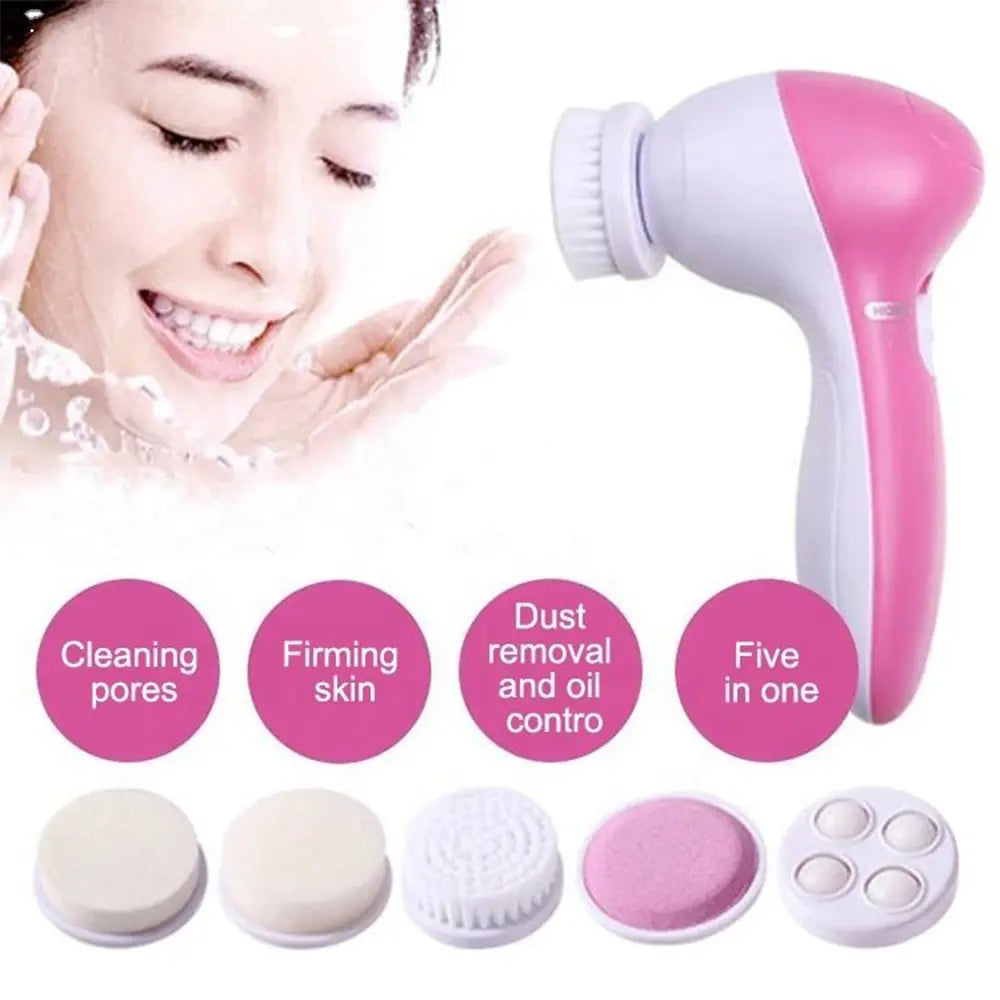 Brosse Nettoyante Visage Électrique 5 en 1 – Massage Vibrant & Anti-Points Noirs