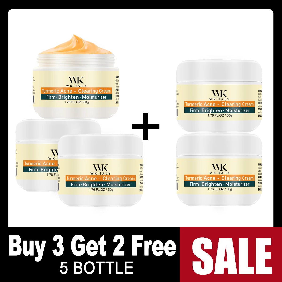 Crème Visage WK JALY au Curcuma – Anti‑Acné, Anti‑Taches & Éclat du Teint