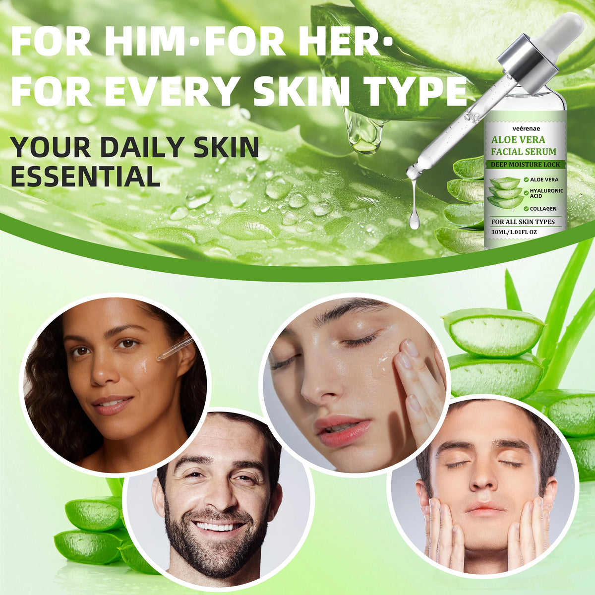 veérenae Aloe Vera Facial Serum – Hydrating & Soothing