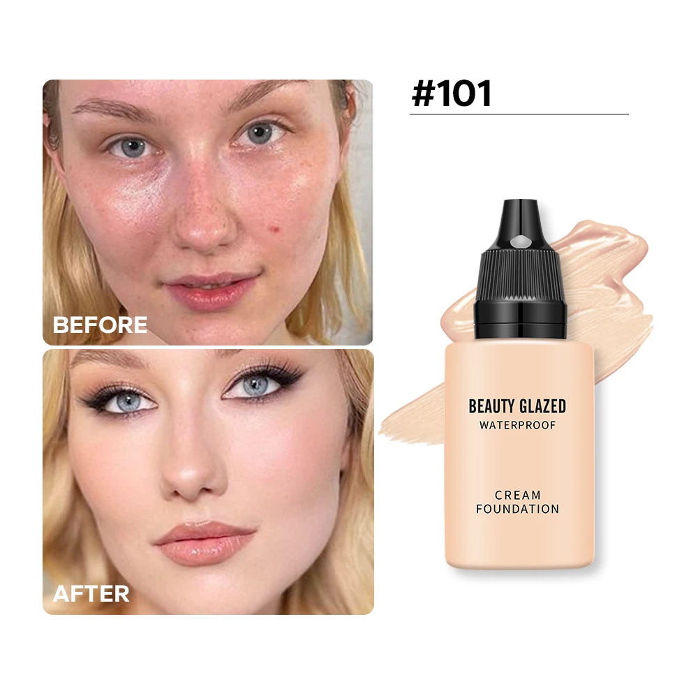 Fond de Teint Liquide Mat HD 24h – Beauty Glazed | Couvrance Totale & Waterproof