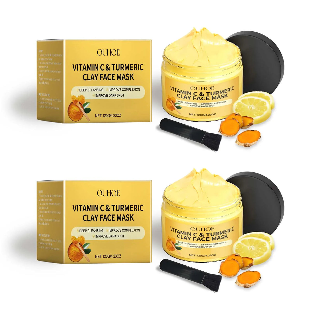 Masque Visage Vitamin C & Curcuma — Argile Purifiant & Éclat