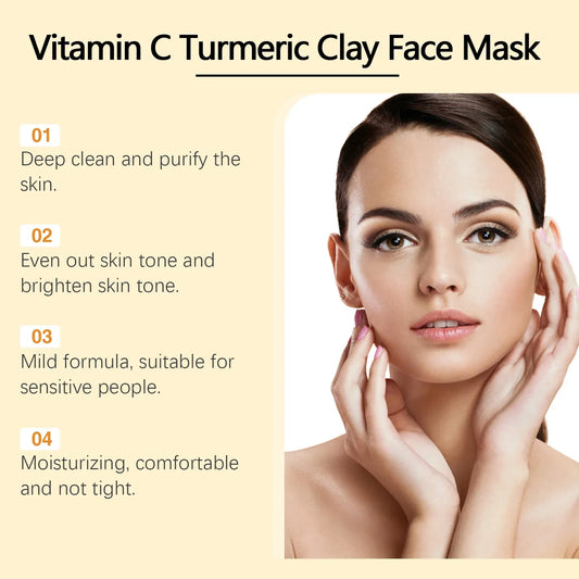 Masque Visage Vitamin C & Curcuma — Argile Purifiant & Éclat