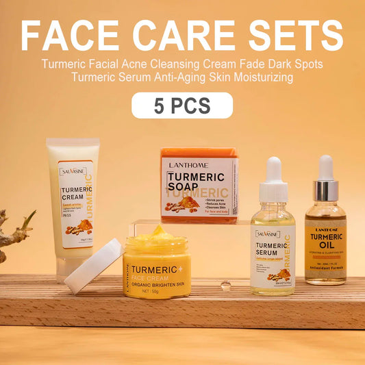 Coffret Soin Visage au Curcuma 5 Pièces – Sérum, Crème & Huile Anti-Taches
