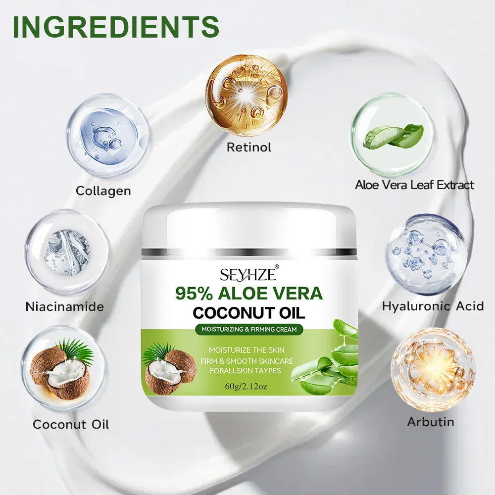 Crème Hydratante Visage SEYHZE – Aloe Vera, Coco & Lotus des Neiges – Hydratation 72h