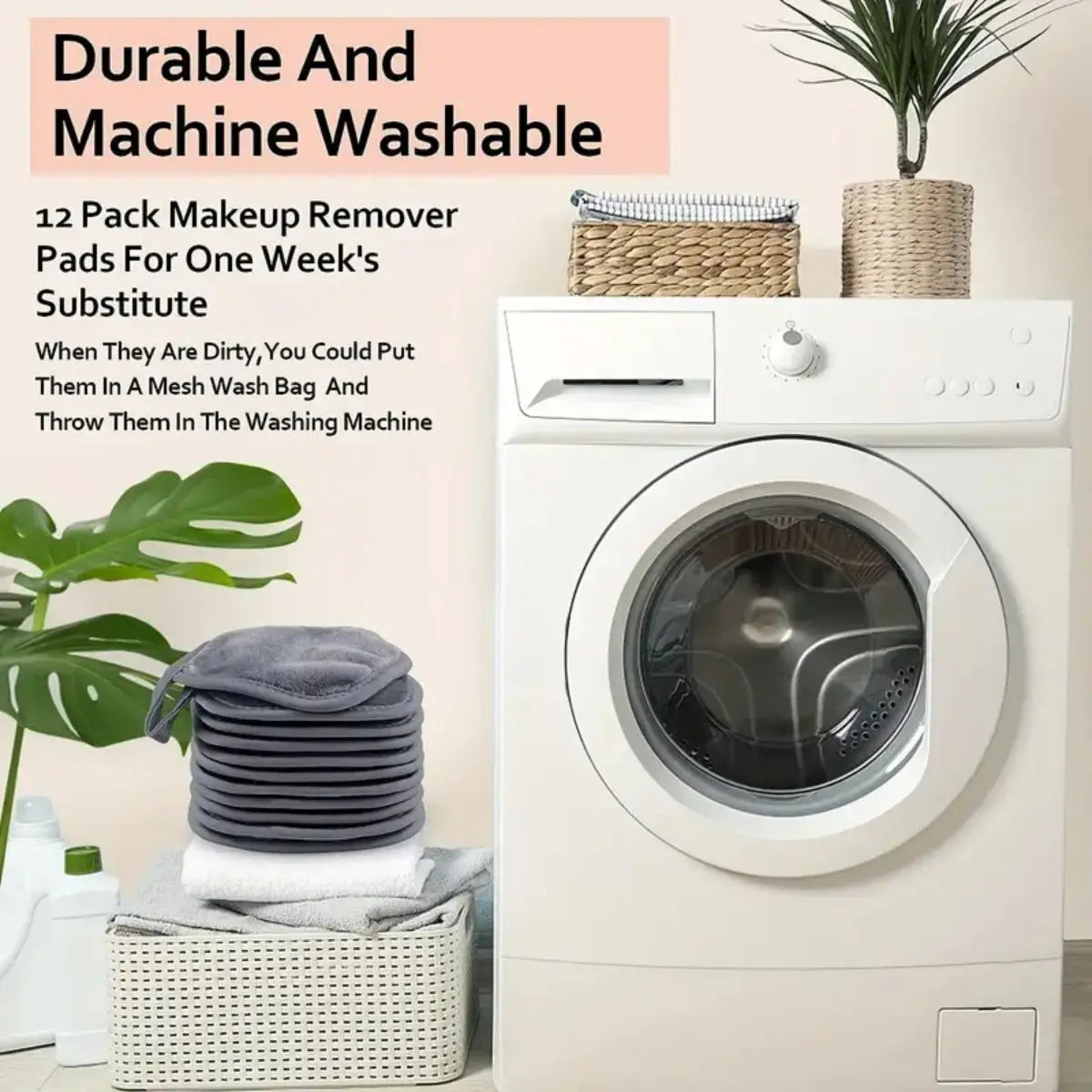 Disques Démaquillants Réutilisables en Microfibre – Lavables, Éco-Responsables avec Anneau de Suspension