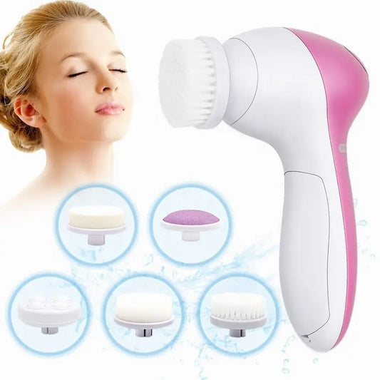 Brosse Nettoyante Visage Électrique 5 en 1 – Massage Vibrant & Anti-Points Noirs