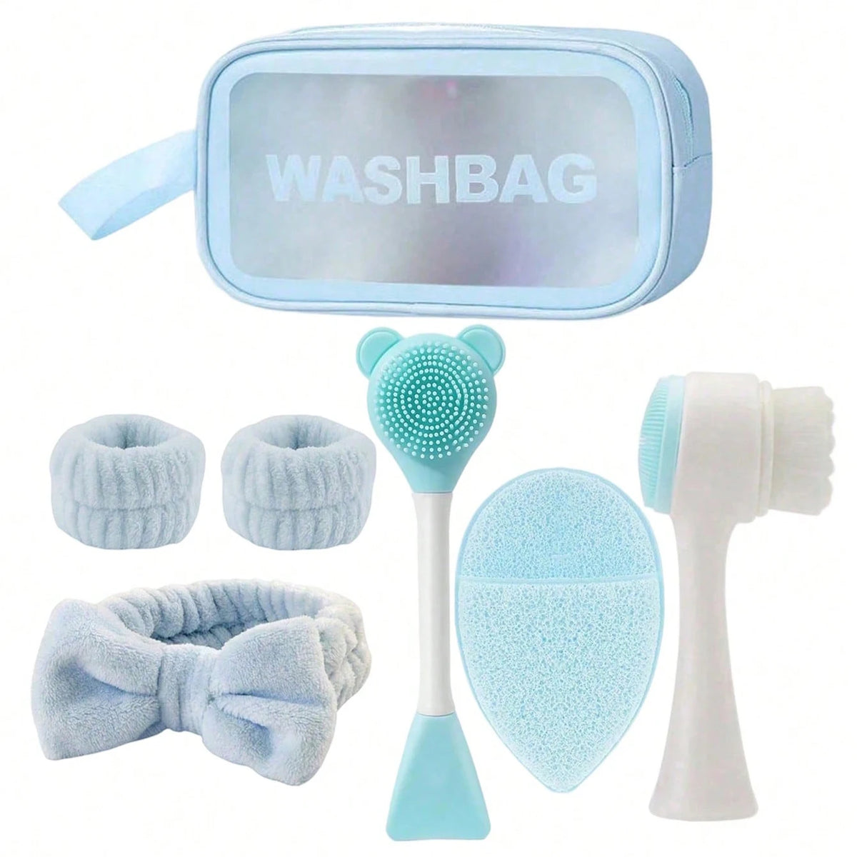7-Piece Facial Care Kit – Brush, Roller, Headband & Cleansing Accessories