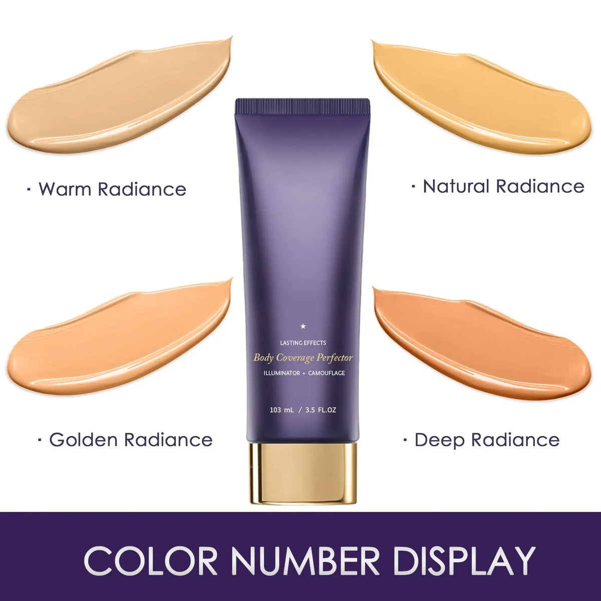 Fond de Teint Corps Waterproof 103ml - Teintes Naturel/Chaud/Profond/Doré | Correcteur Haute Couvrance Visage, Bras & Jambes