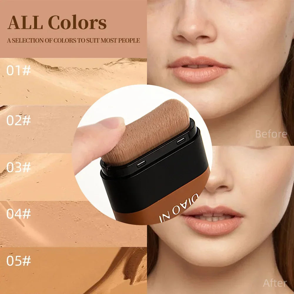 Stick Fond de Teint avec Pinceau Intégré – Illuminant, Longue Tenue & Effet Peau Nue