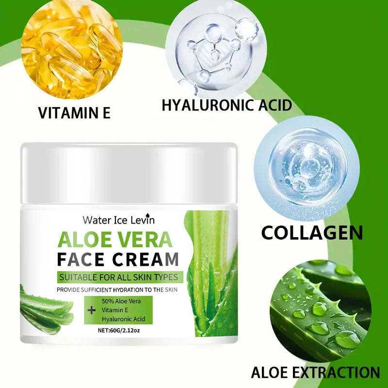 Crème Visage Aloe Vera Hypoallergénique – Acide Hyaluronique & Collagène