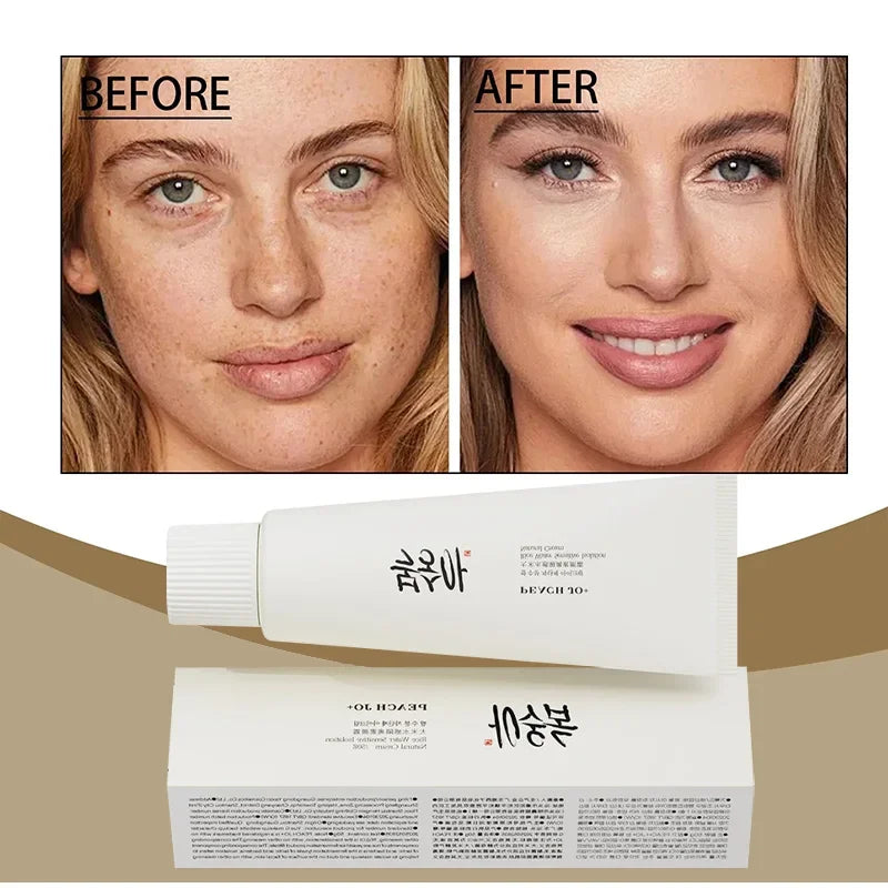 Crème Primer Extrait de Riz SPF50+ 50g – Hydratante, Éclat & Couvrance Légère Style Coréen