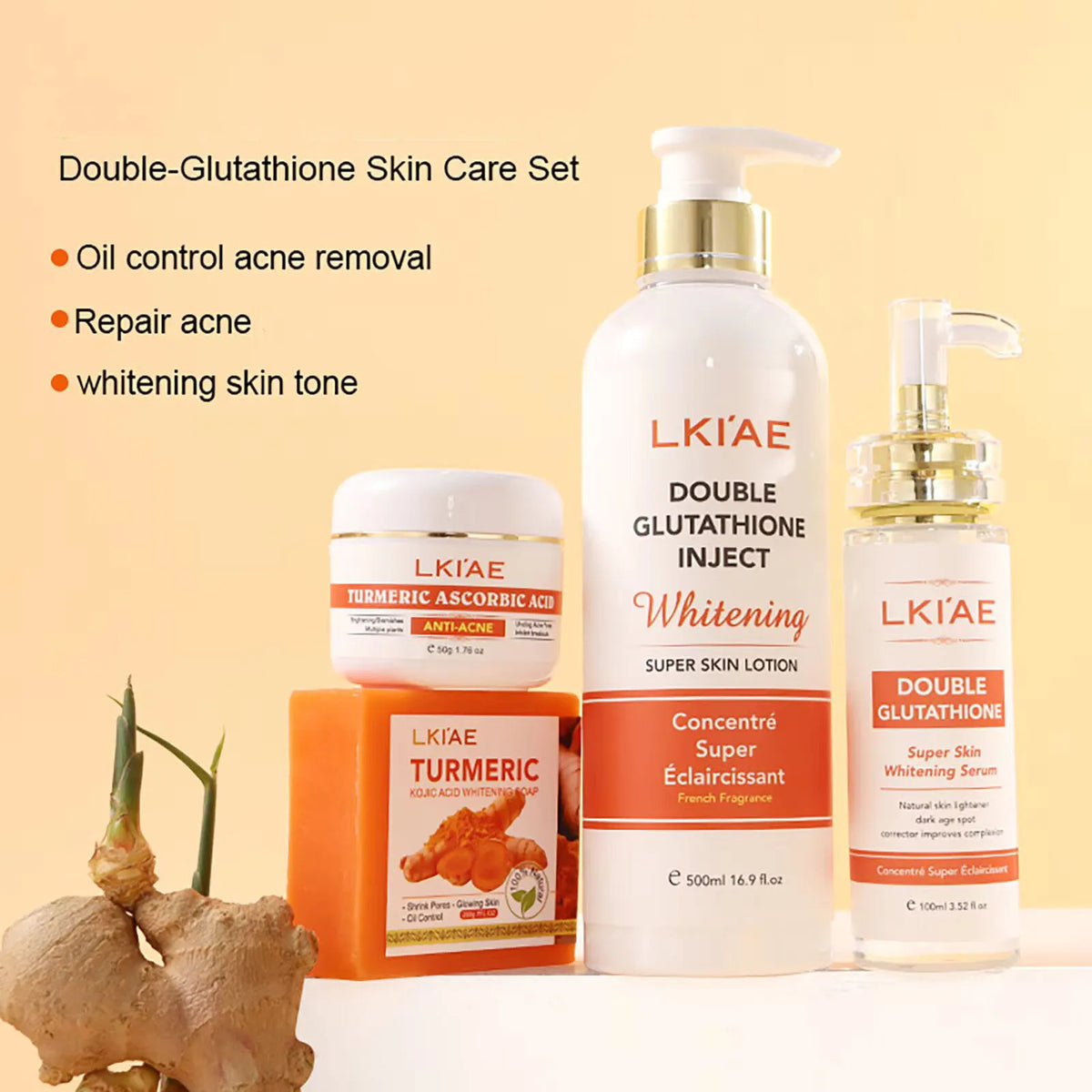 Coffret Soin Visage AILKE – Glutathion, Vitamine C & Aloe Vera – Éclat & Anti-Taches