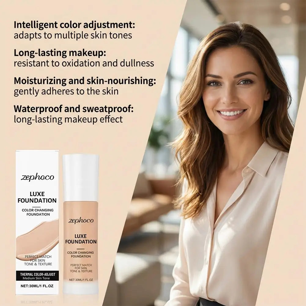 Fond de Teint Thermo-Changeant 30ml – S’Adapte à Votre Teinte en 60s | Tenue 24h