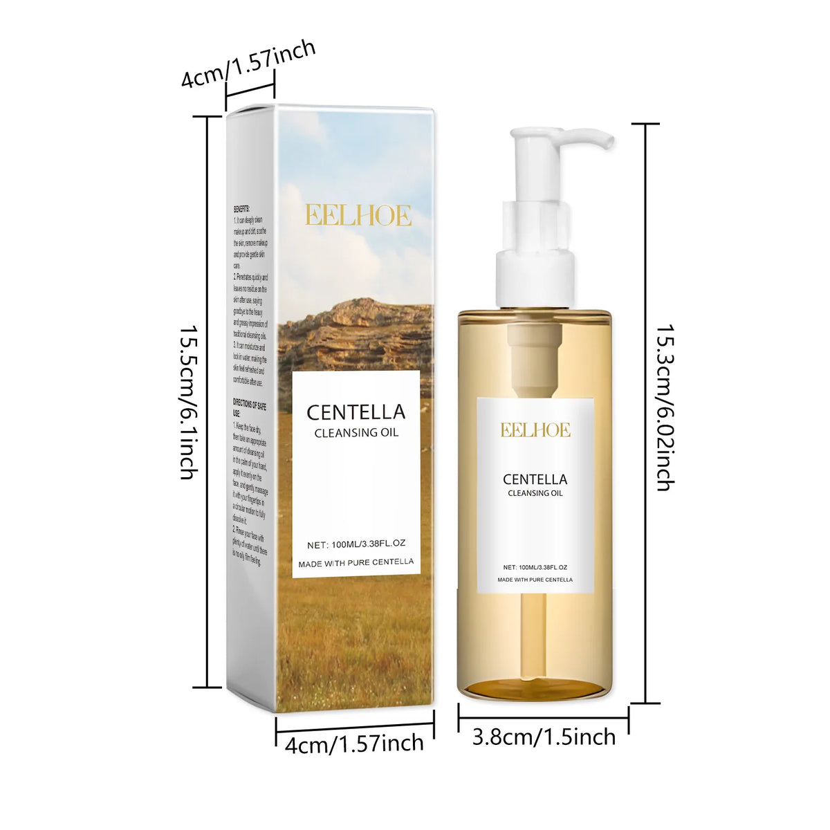 Huile Nettoyante Centella Asiatica EELHOE 3-en-1 – Visage, Yeux & Lèvres | Non-Comédogène | 100ml