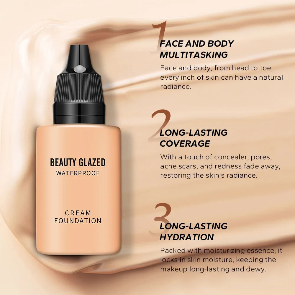 Fond de Teint Liquide Mat HD 24h – Beauty Glazed | Couvrance Totale & Waterproof