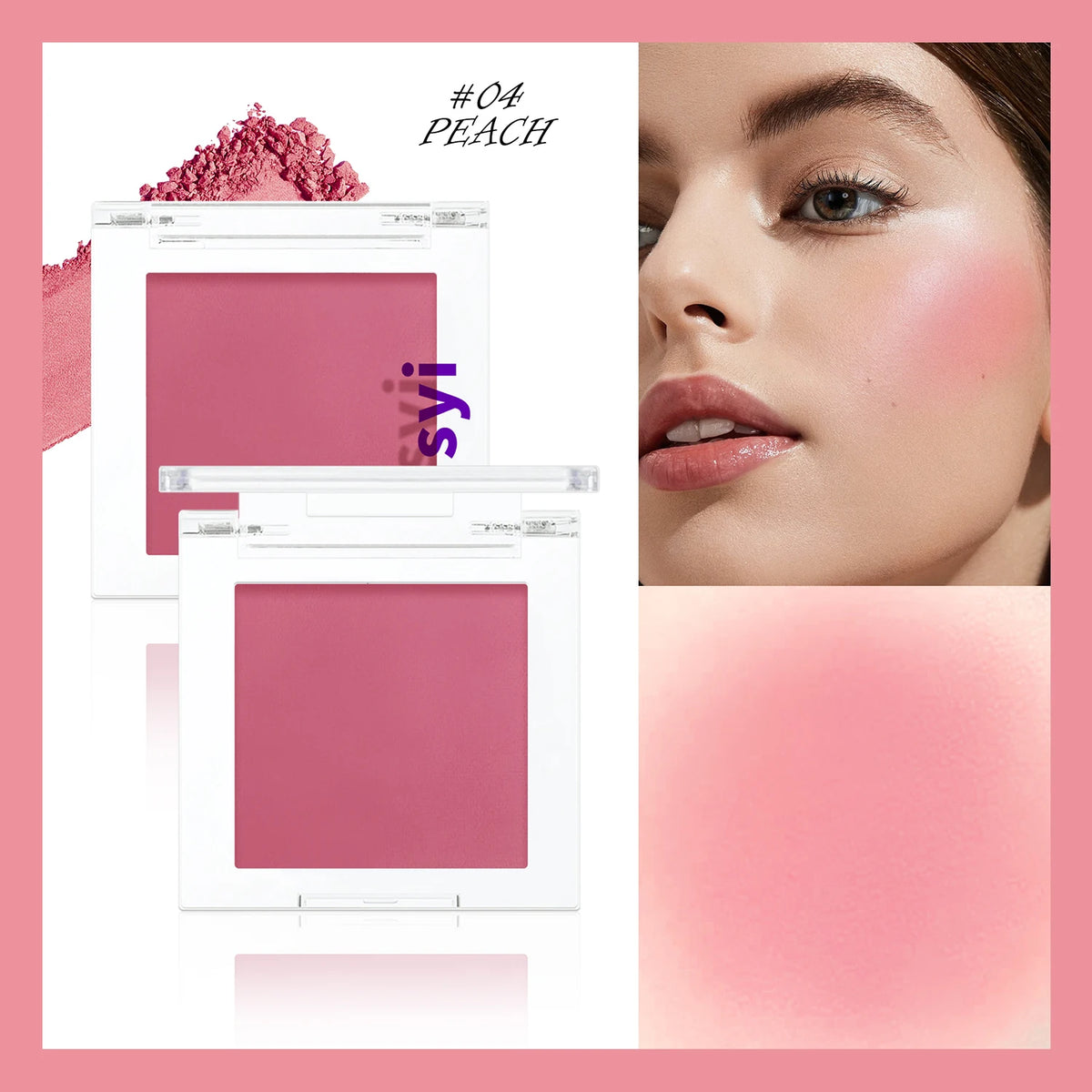 Blush Poudre Monochrome HISYI | Illuminant, Matte & Naturel | Certifié CPNP