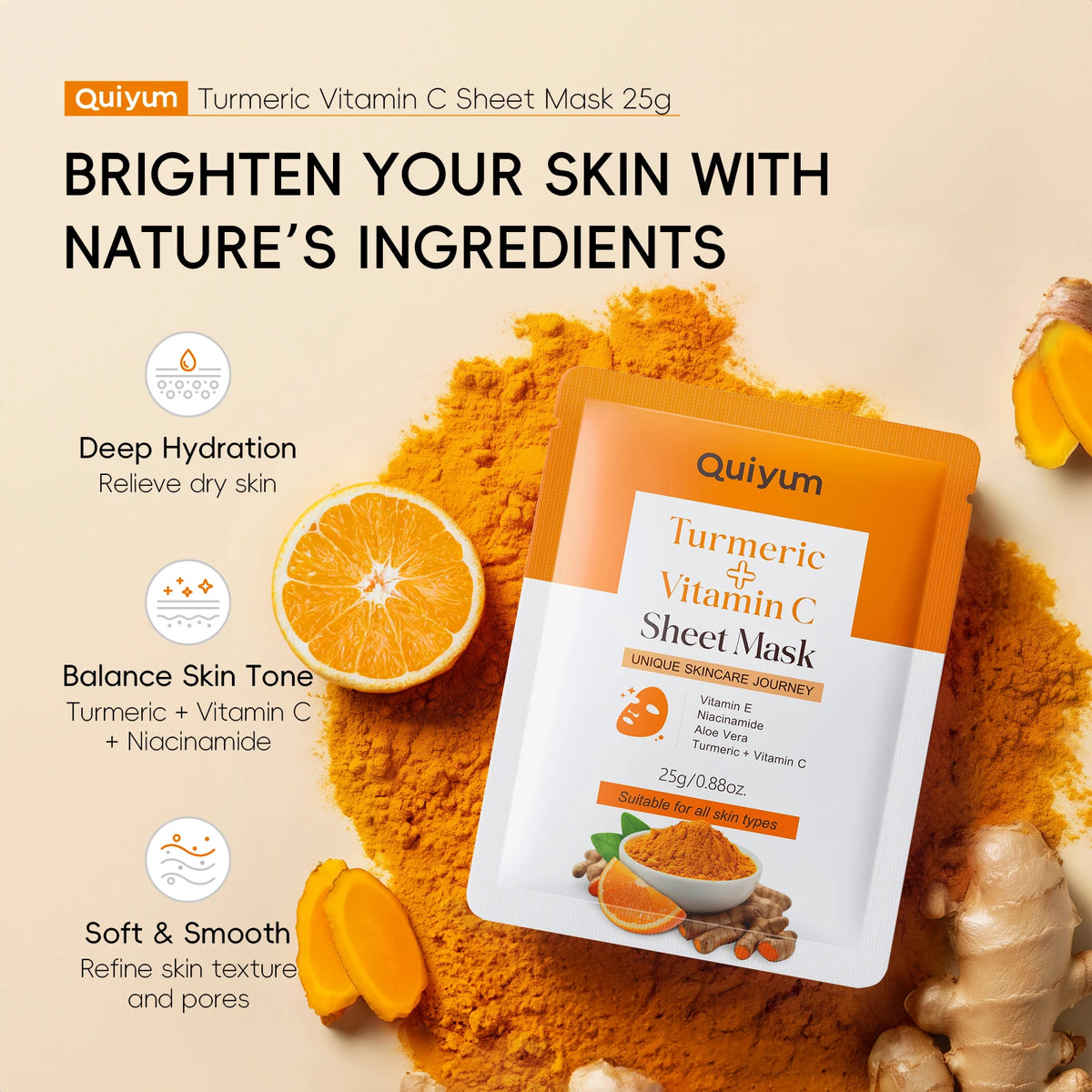 Coffret Soin Visage 13 Pièces QUIYUM | Curcuma & Vitamine C | Certifié CPNP + Trousse Offerte