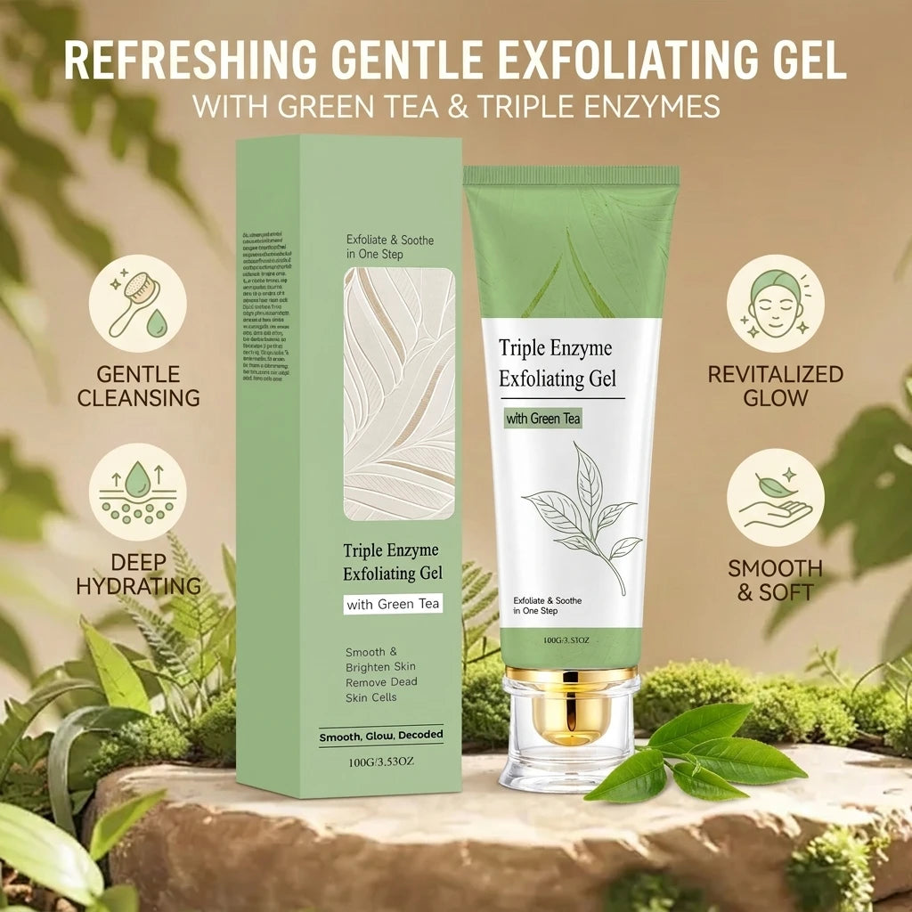 Gel Exfoliant au Thé Vert AMZ 100g – Anti-Cellules Mortes, Pores Purifiés & Éclat | CPNP
