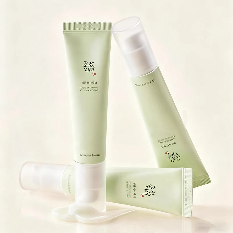 Soin Visage Coréen – 5 Essences Éclat, Anti-âge & Crème Contour des Yeux Hydratante