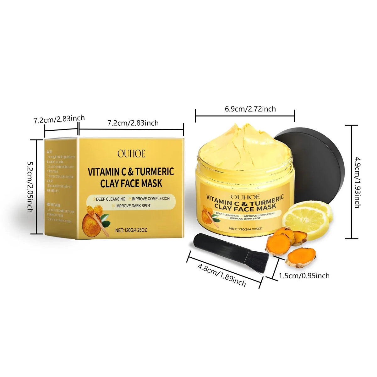 Masque Visage Vitamin C & Curcuma — Argile Purifiant & Éclat