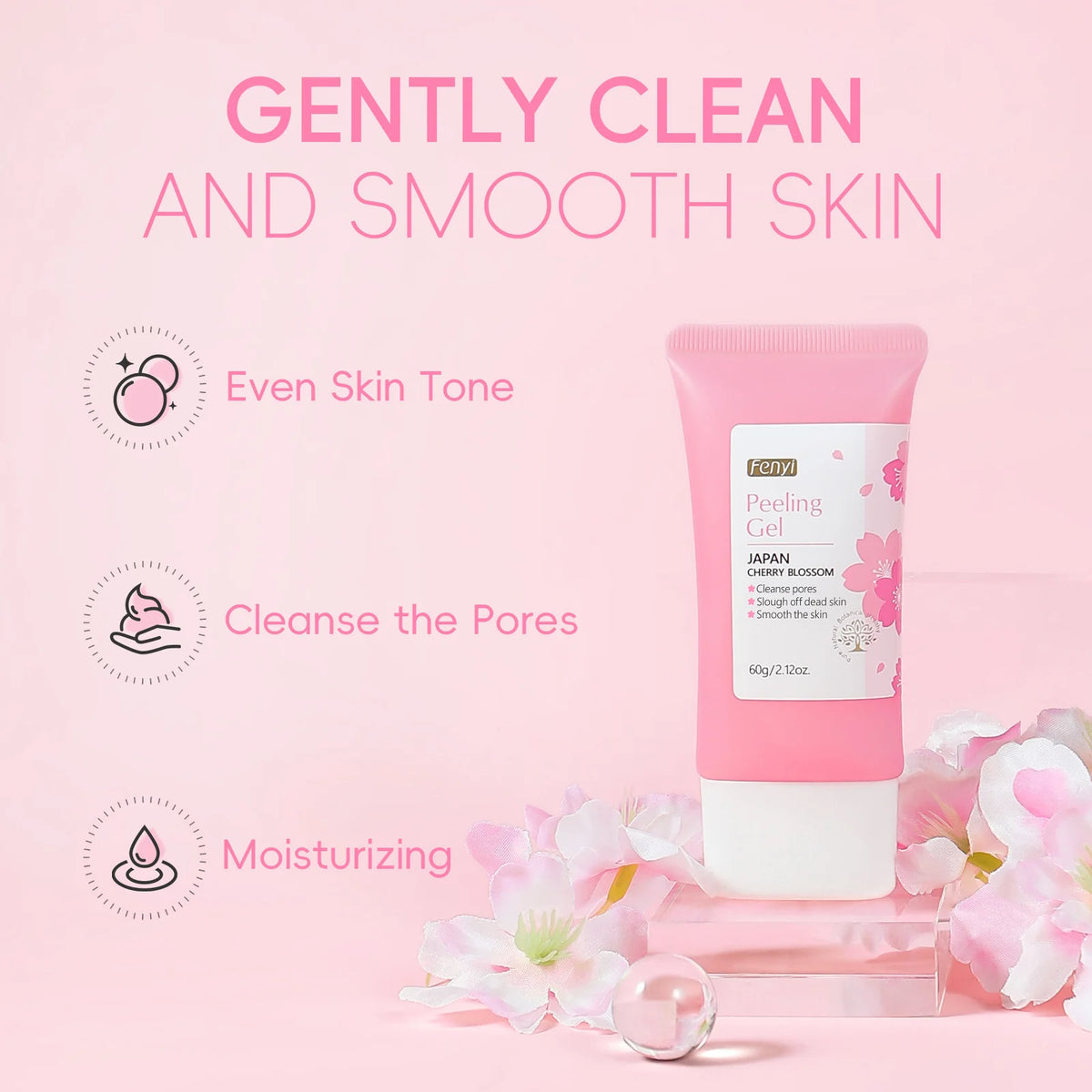 Gel Exfoliant Sakura FENYI – Fleur de Cerisier, Éclat & Pores Affinés | Soin Visage 60g