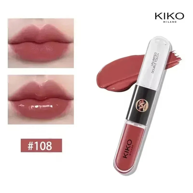 KIKO Milano – Rouge à Lèvres Double Tête & Gloss Miroir Transparent, Longue Tenue