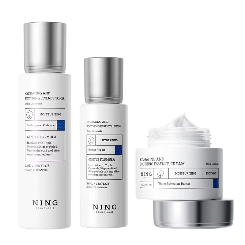 NING DERMOLOGIE Korean Skincare Set – Toner, Lotion & Cream with 8D Hyaluronic Acid & Ceramides