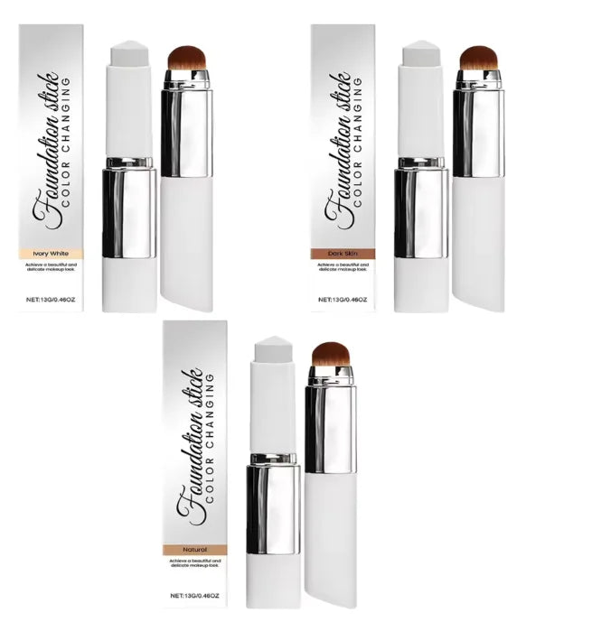 Stick Fond de Teint 2-en-1 Changeant de Couleur – Couvrance Haute, Waterproof & Pinceau Intégré