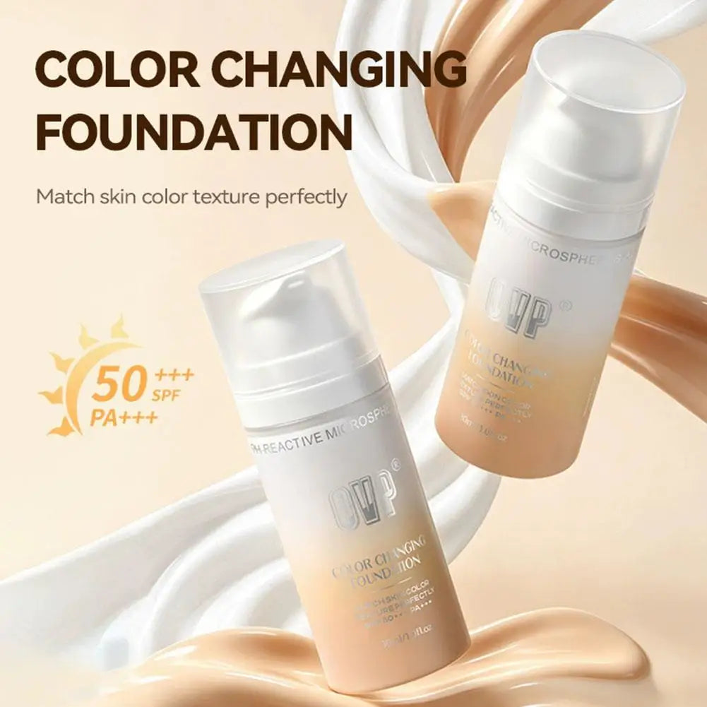 Fond de Teint Solaire Changeant de Couleur SPF50 PA+++ – Longue Tenue & Hydratant